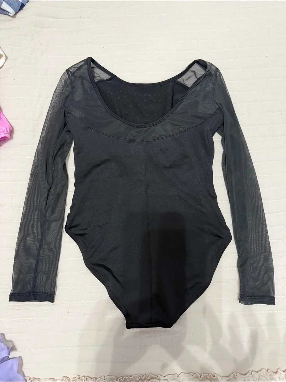 Justice Black Long-Sleeve Mesh Rhinestone Leotard 3 pieces